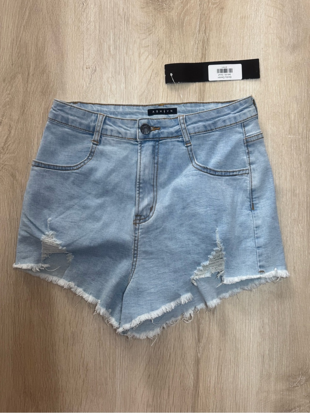 Light Blue Distressed Denim Shorts - High Waist Frayed Hem